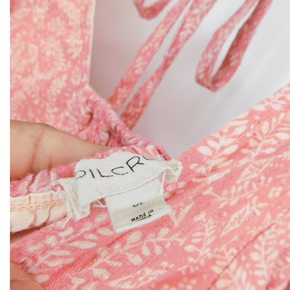 Pilcro Anthropologie Pink White Floral Puff Sleeve Babydoll Mini Dress‎ XL - Picture 4 of 7